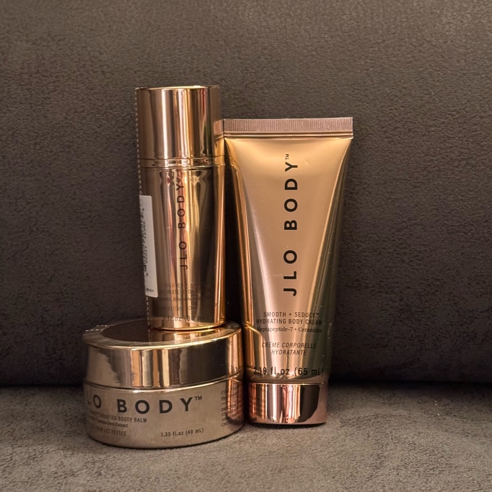 NWT JLo Body travel set body serum, cream, and booty balm.